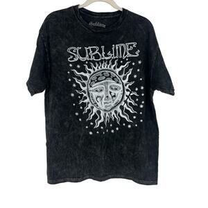 Officially Licensed Sublime Classic Sun T-Shirt Black Acid Wash‎ Large NWOT